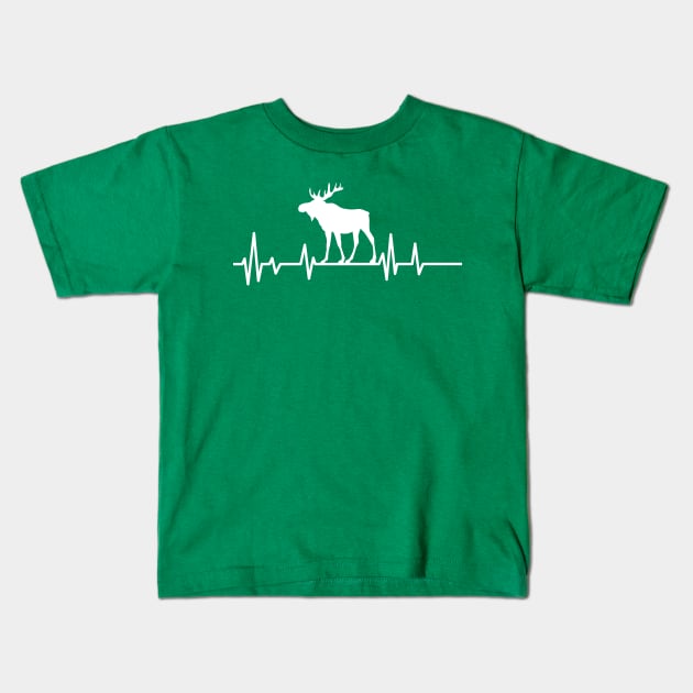 moose heartbeat lover,moose gift animal deer nature in alaska elk Kids T-Shirt by mezy